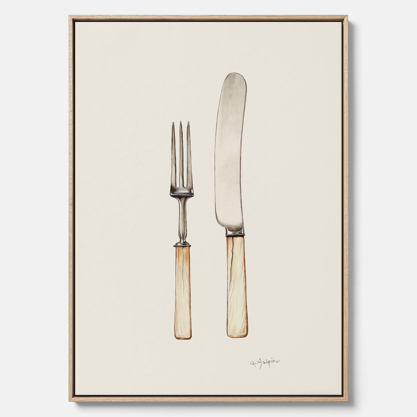 Canvastavla till kök med Kniv &amp; Gaffel poster  – Köksposter, tavla till kök med bestick, kökstavla, poster till kök