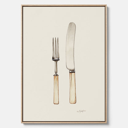 Canvastavla till kök med Kniv &amp; Gaffel poster  – Köksposter, tavla till kök med bestick, kökstavla, poster till kök