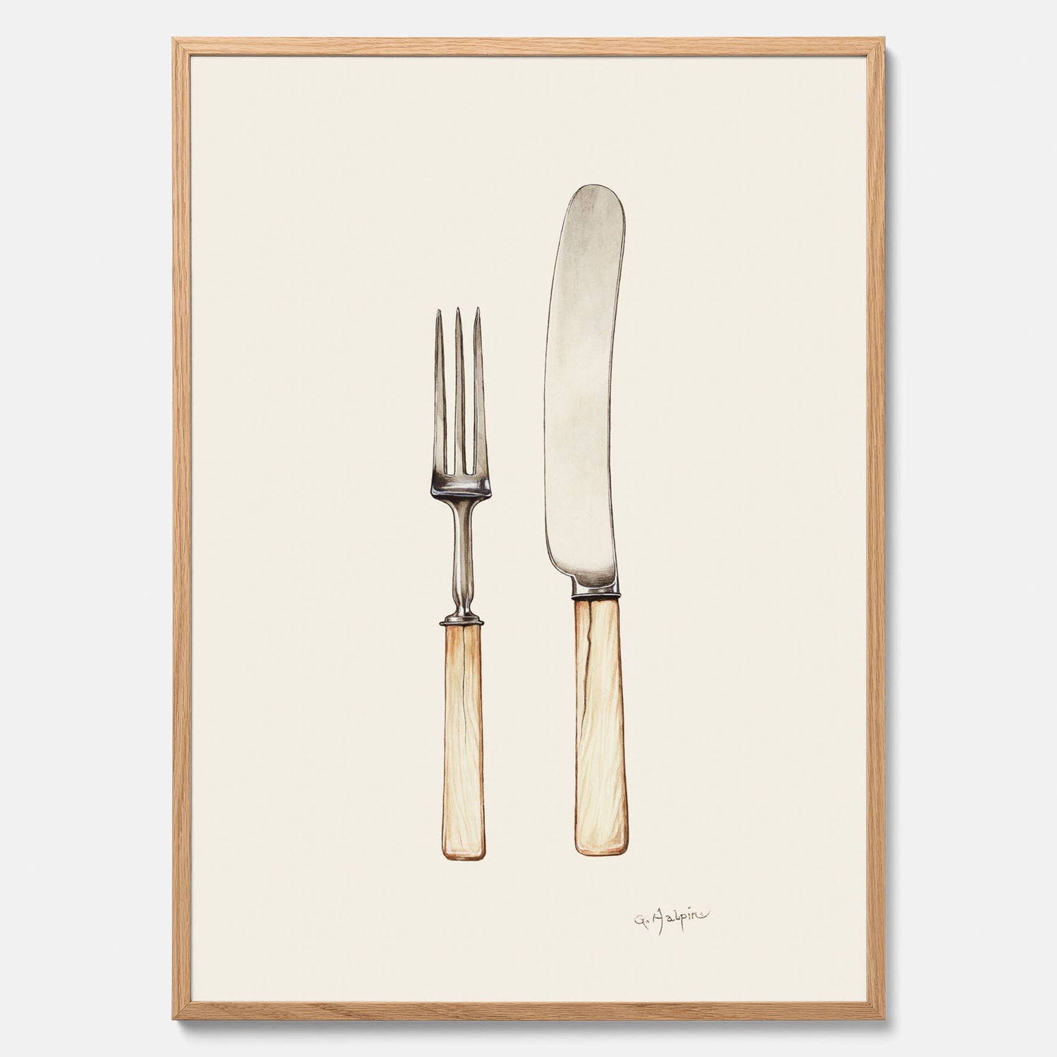 Kökstavla med Kniv &amp; Gaffel poster  – Köksposter, tavla till kök med bestick, kökstavla, poster till kök