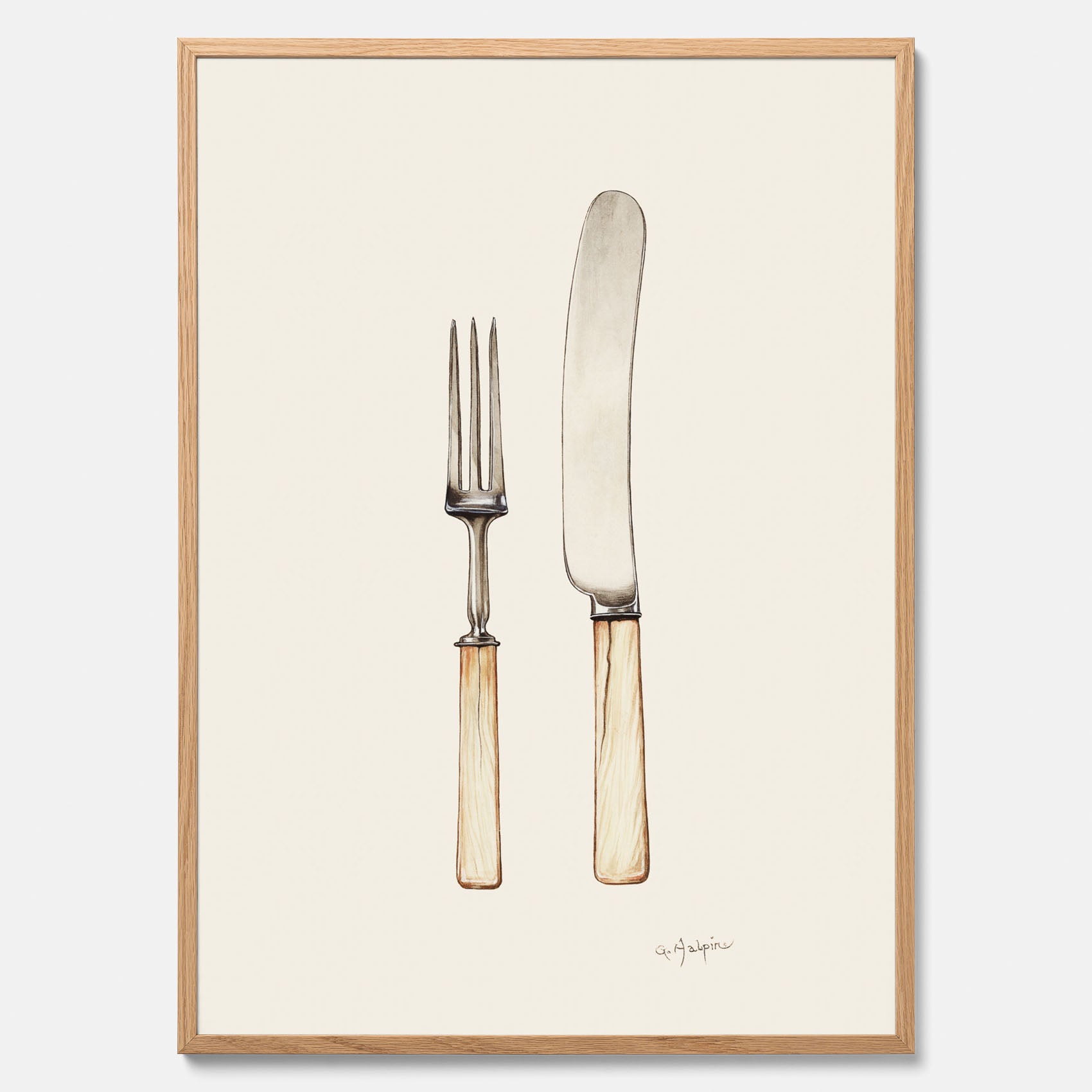 Kökstavla med Kniv &amp; Gaffel poster  – Köksposter, tavla till kök med bestick, kökstavla, poster till kök