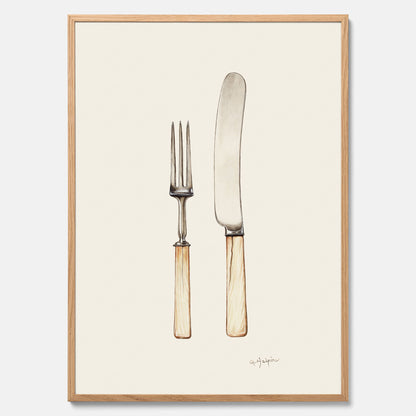 Kökstavla med Kniv &amp; Gaffel poster  – Köksposter, tavla till kök med bestick, kökstavla, poster till kök