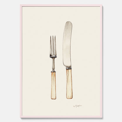 Kökstavla med Kniv &amp; Gaffel poster  – Köksposter, tavla till kök med bestick, kökstavla, poster till kök