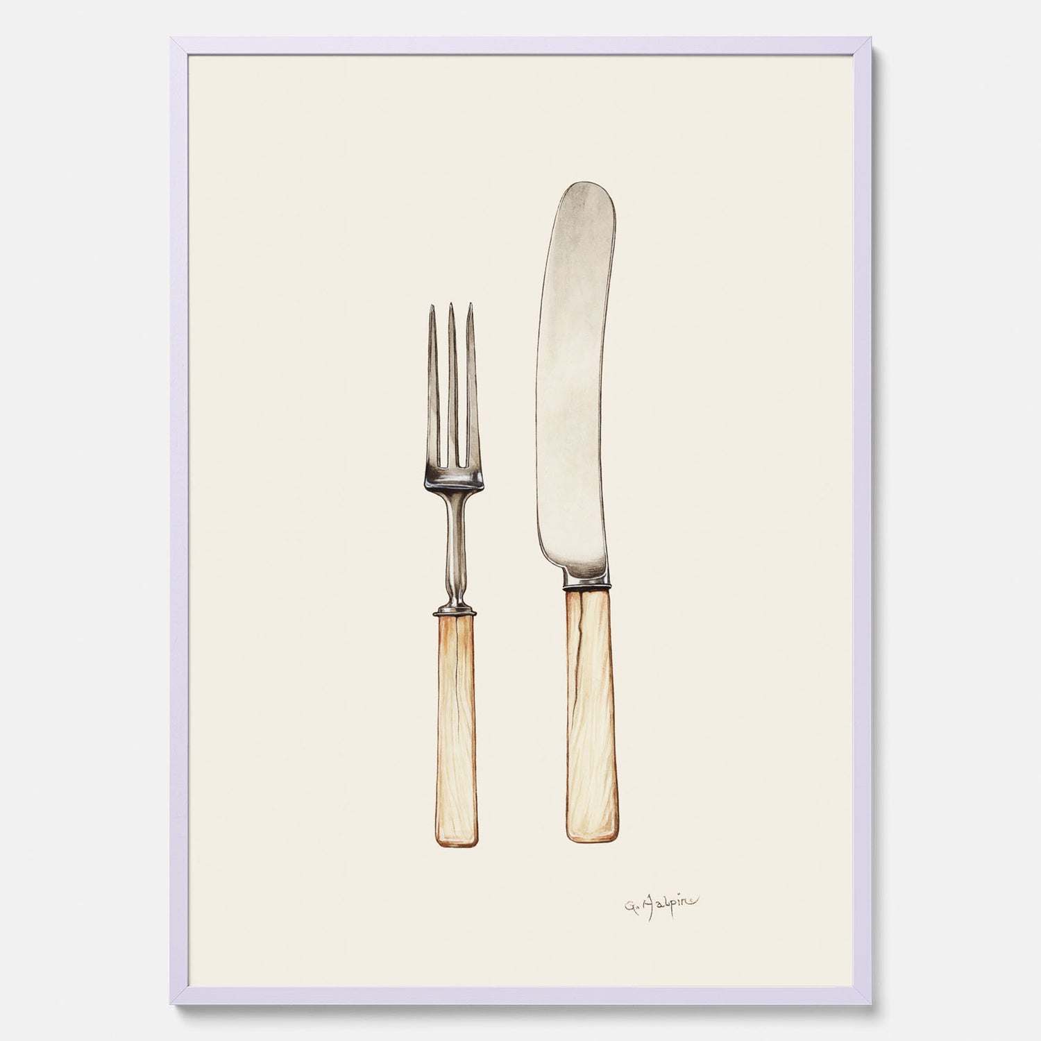 Kökstavla med Kniv &amp; Gaffel poster  – Köksposter, tavla till kök med bestick, kökstavla, poster till kök