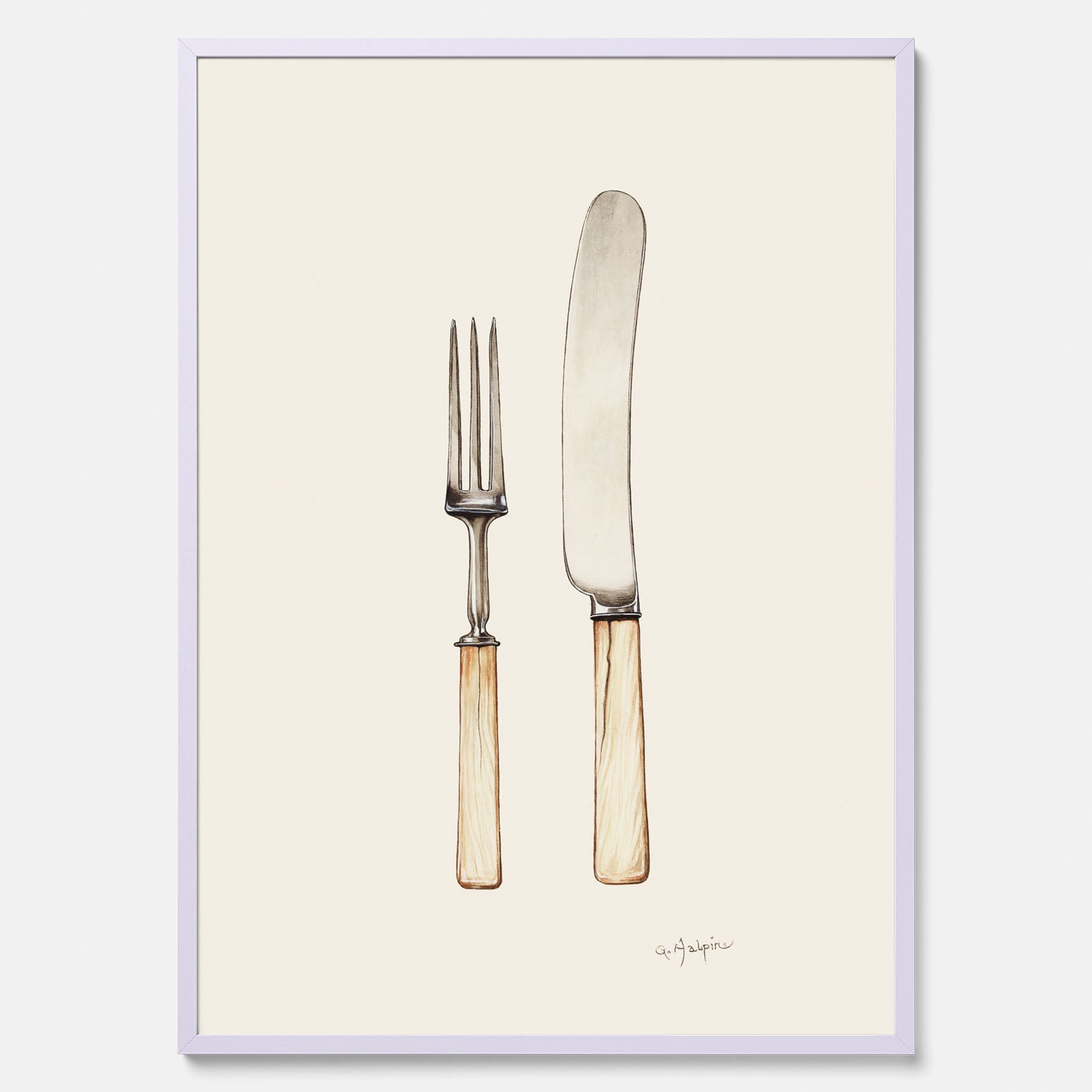 Kökstavla med Kniv &amp; Gaffel poster  – Köksposter, tavla till kök med bestick, kökstavla, poster till kök