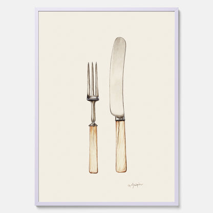 Kökstavla med Kniv &amp; Gaffel poster  – Köksposter, tavla till kök med bestick, kökstavla, poster till kök