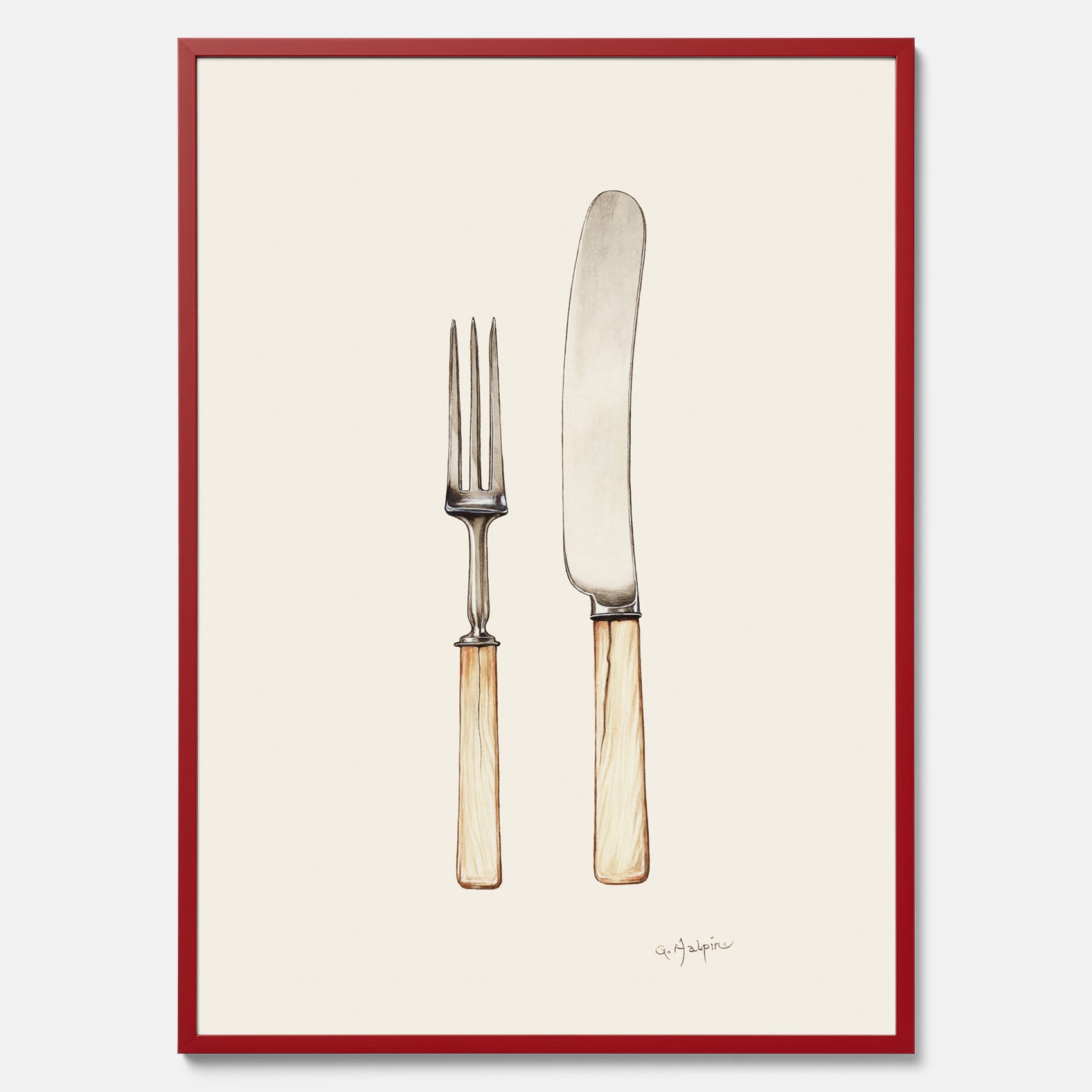 Kökstavla med Kniv &amp; Gaffel poster  – Köksposter, tavla till kök med bestick, kökstavla, poster till kök