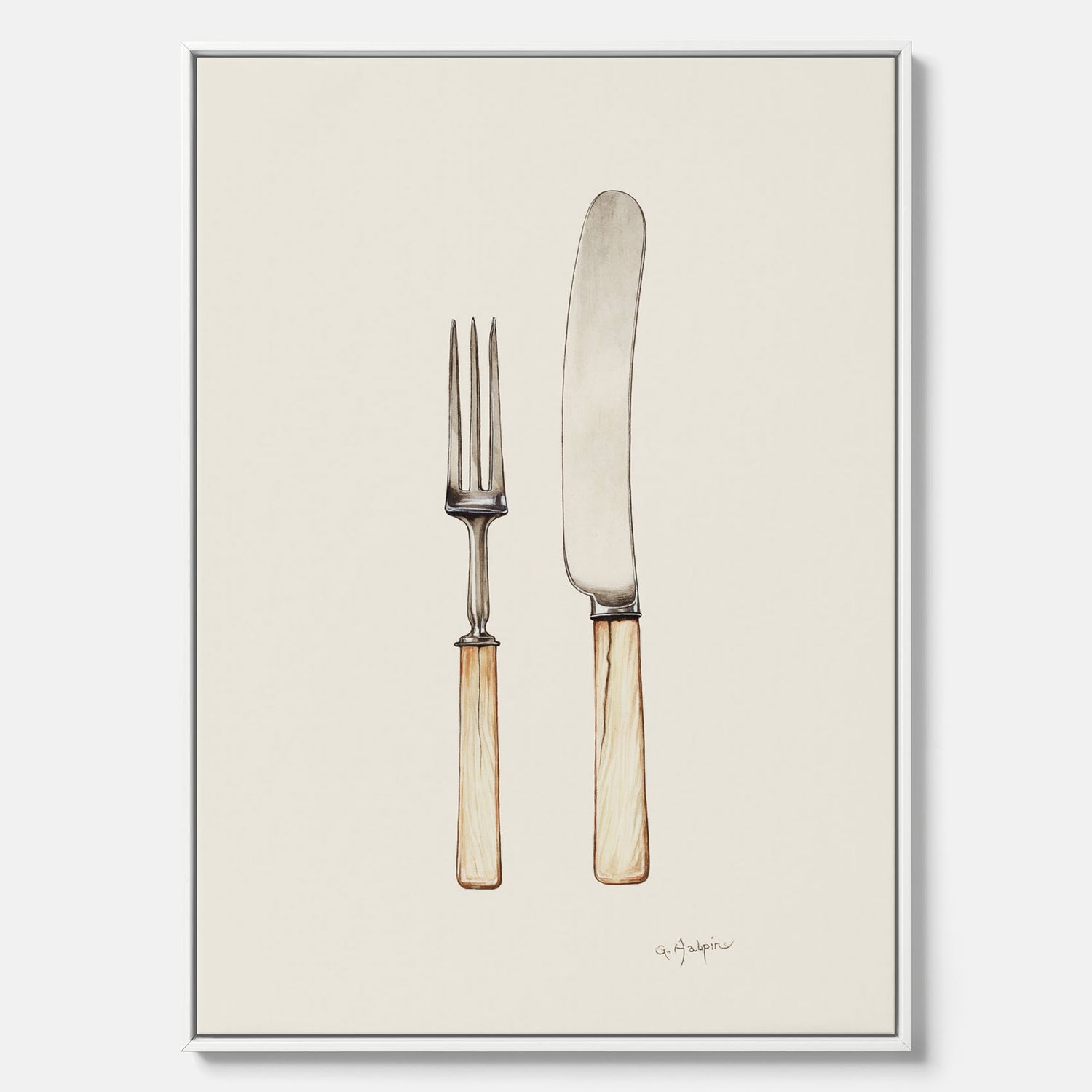 Canvastavla till kök med Kniv &amp; Gaffel poster  – Köksposter, tavla till kök med bestick, kökstavla, poster till kök