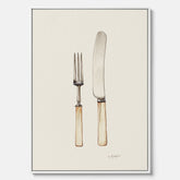 Canvastavla till kök med Kniv & Gaffel poster  – Köksposter, tavla till kök med bestick, kökstavla, poster till kök