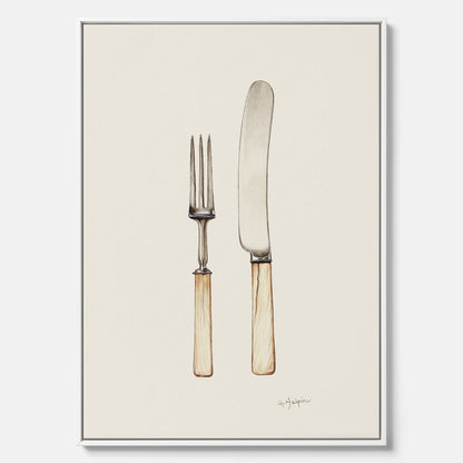 Canvastavla till kök med Kniv &amp; Gaffel poster  – Köksposter, tavla till kök med bestick, kökstavla, poster till kök