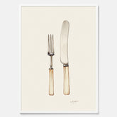 Kökstavla med Kniv & Gaffel poster  – Köksposter, tavla till kök med bestick, kökstavla, poster till kök