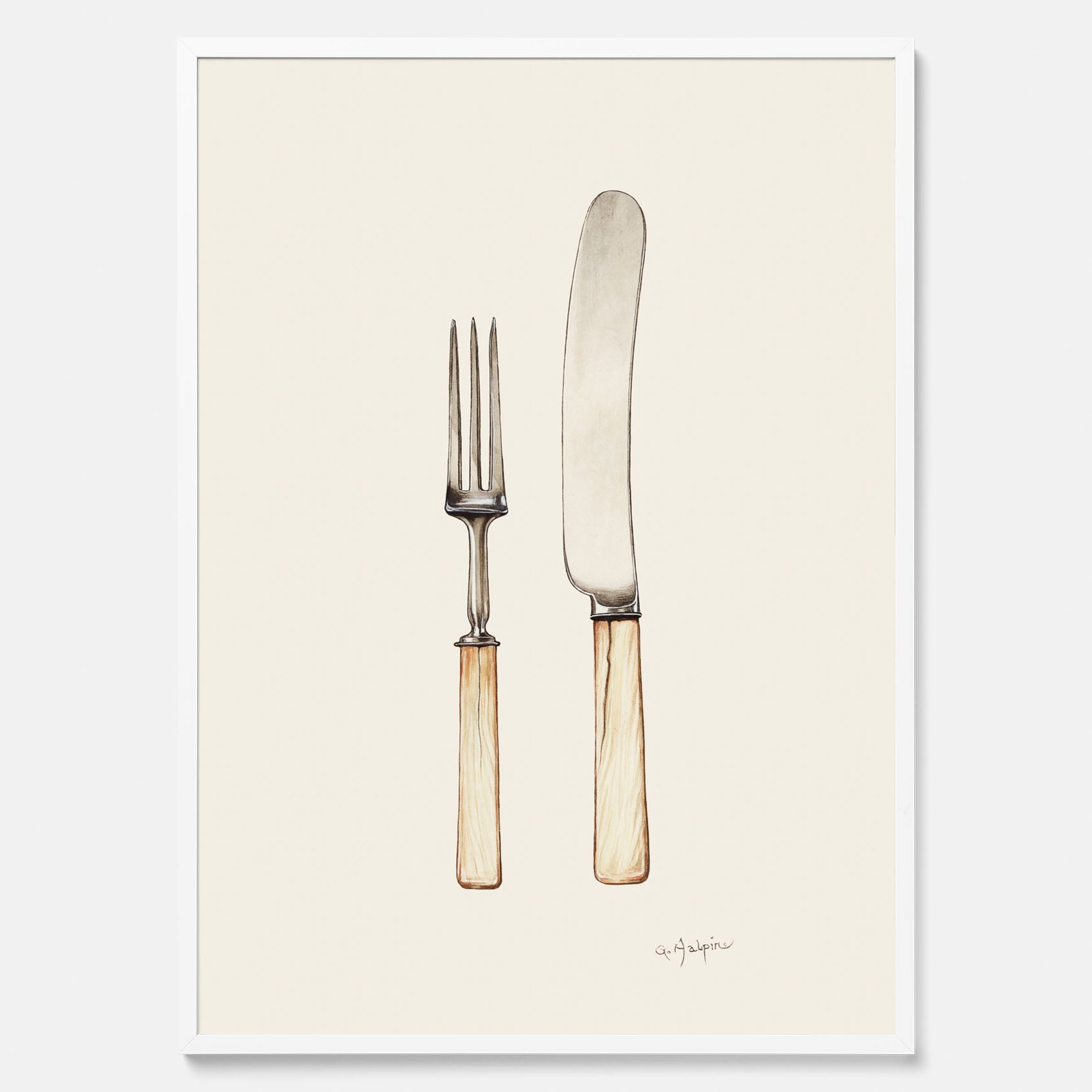 Kökstavla med Kniv &amp; Gaffel poster  – Köksposter, tavla till kök med bestick, kökstavla, poster till kök