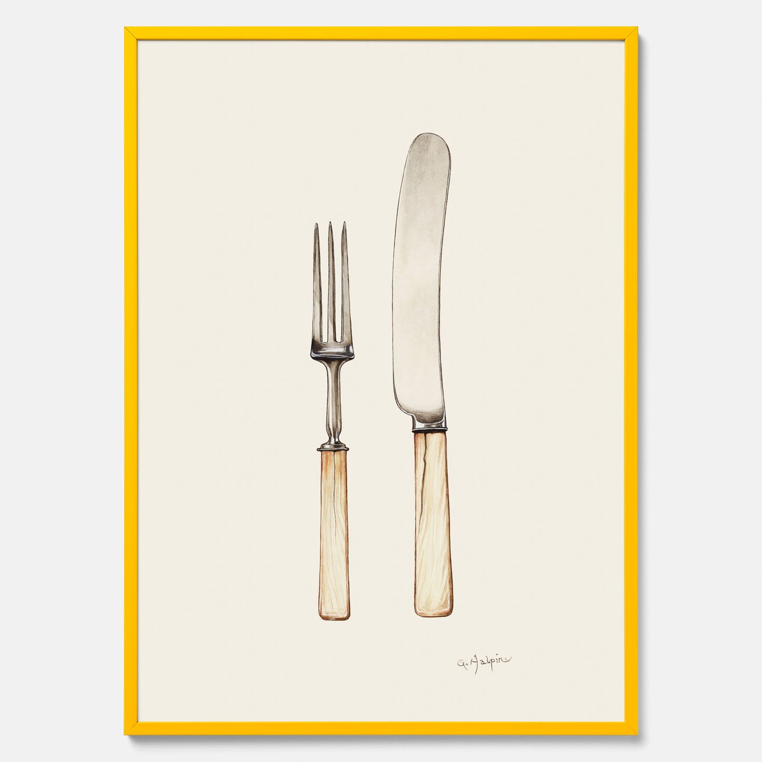 Kökstavla med Kniv &amp; Gaffel poster  – Köksposter, tavla till kök med bestick, kökstavla, poster till kök