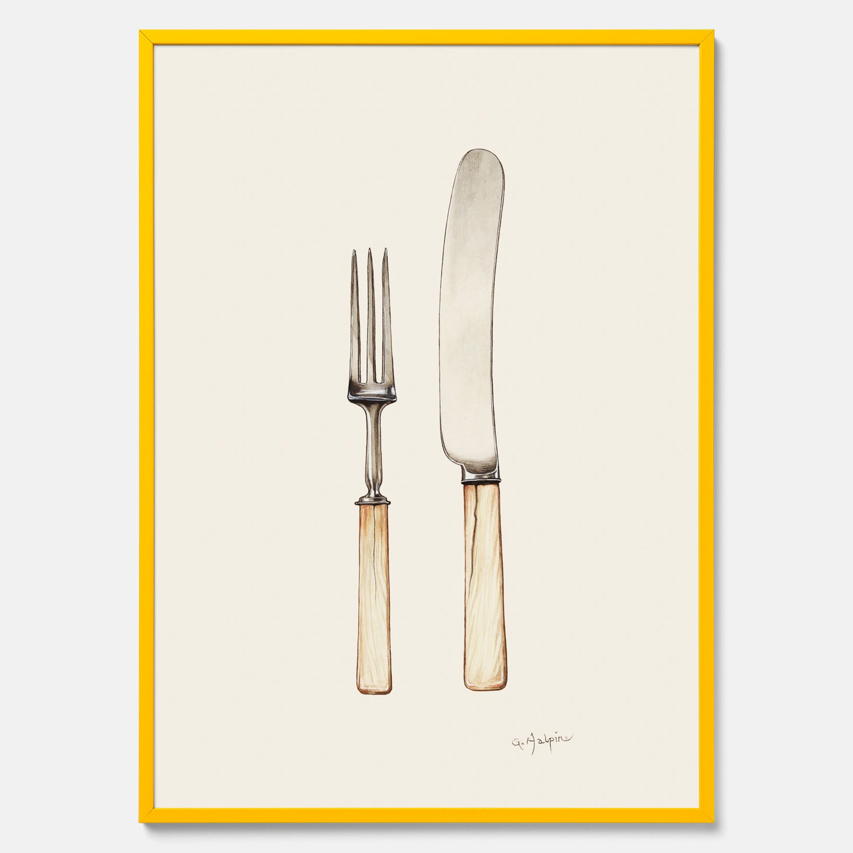 Kökstavla med Kniv &amp; Gaffel poster  – Köksposter, tavla till kök med bestick, kökstavla, poster till kök