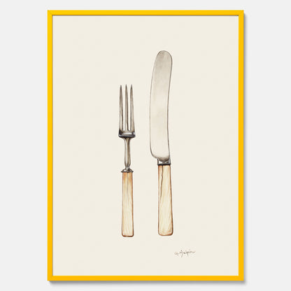 Kökstavla med Kniv &amp; Gaffel poster  – Köksposter, tavla till kök med bestick, kökstavla, poster till kök