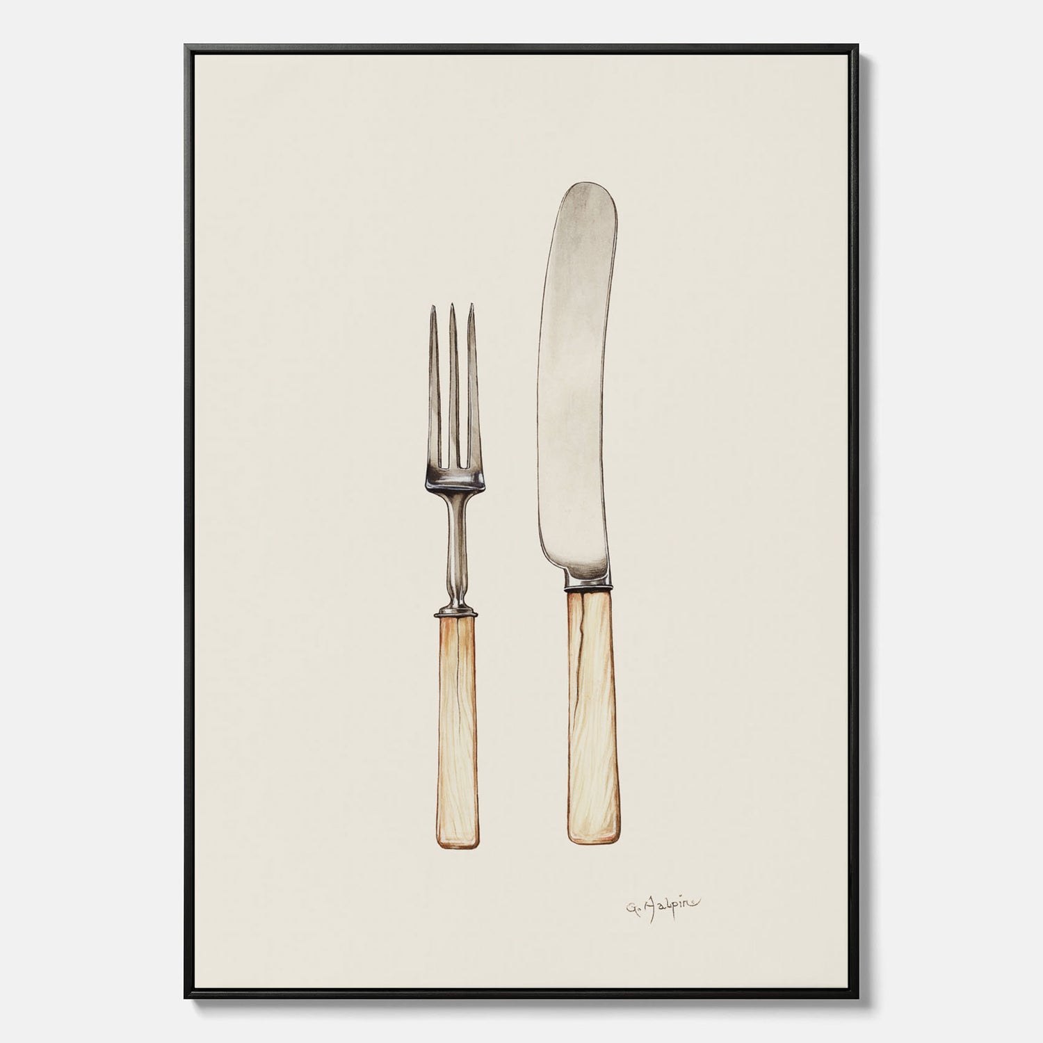 Canvastavla till kök med Kniv &amp; Gaffel poster  – Köksposter, tavla till kök med bestick, kökstavla, poster till kök