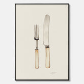 Canvastavla till kök med Kniv & Gaffel poster  – Köksposter, tavla till kök med bestick, kökstavla, poster till kök