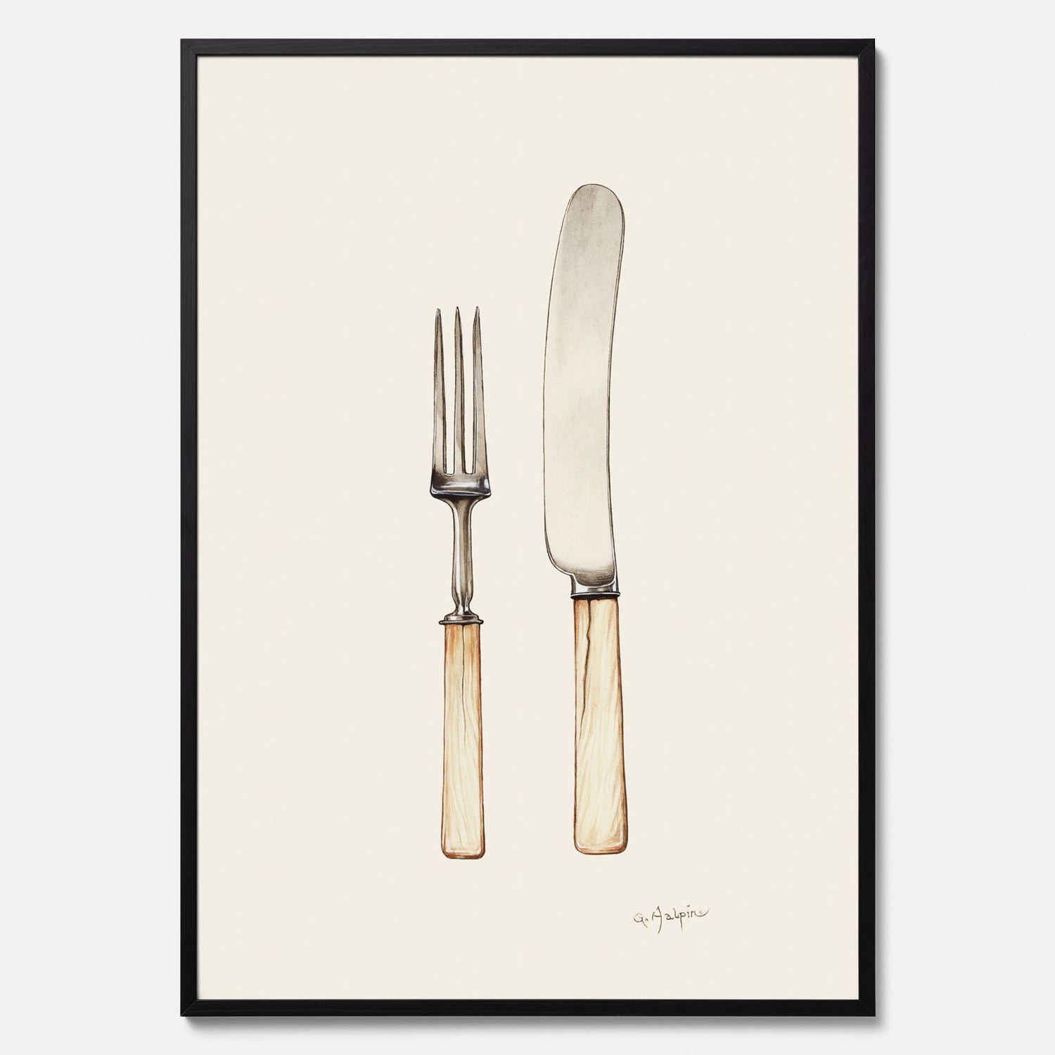 Kökstavla med Kniv &amp; Gaffel poster  – Köksposter, tavla till kök med bestick, kökstavla, poster till kök