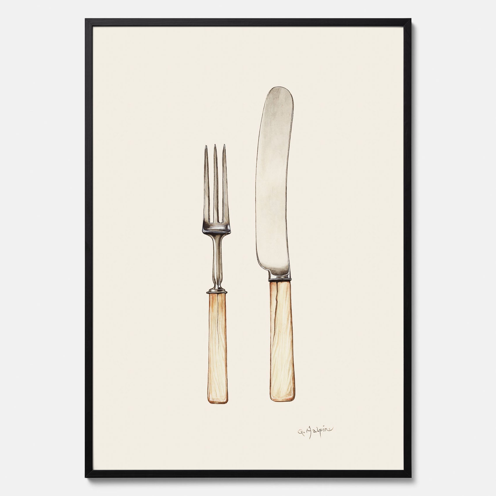 Kökstavla med Kniv &amp; Gaffel poster  – Köksposter, tavla till kök med bestick, kökstavla, poster till kök