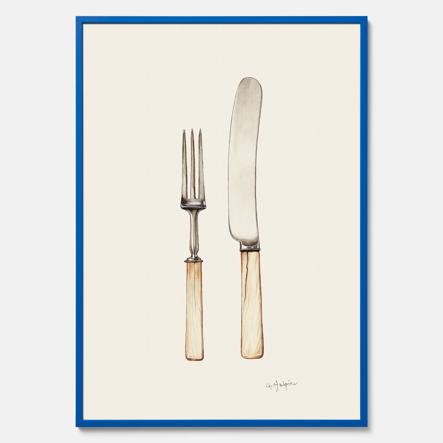 Kökstavla med Kniv &amp; Gaffel poster  – Köksposter, tavla till kök med bestick, kökstavla, poster till kök