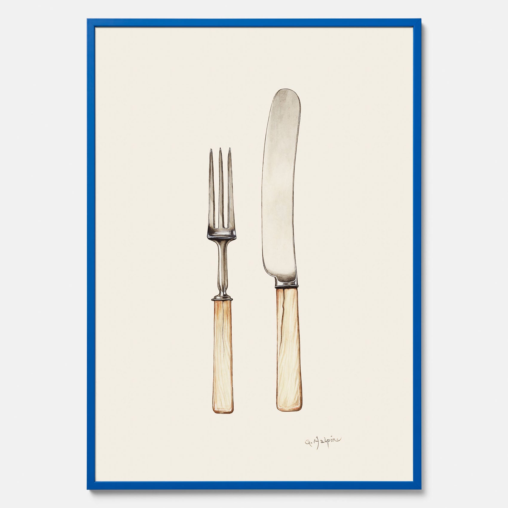 Kökstavla med Kniv &amp; Gaffel poster  – Köksposter, tavla till kök med bestick, kökstavla, poster till kök