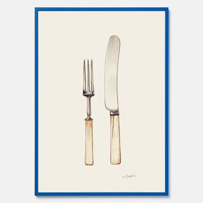 Kökstavla med Kniv &amp; Gaffel poster  – Köksposter, tavla till kök med bestick, kökstavla, poster till kök