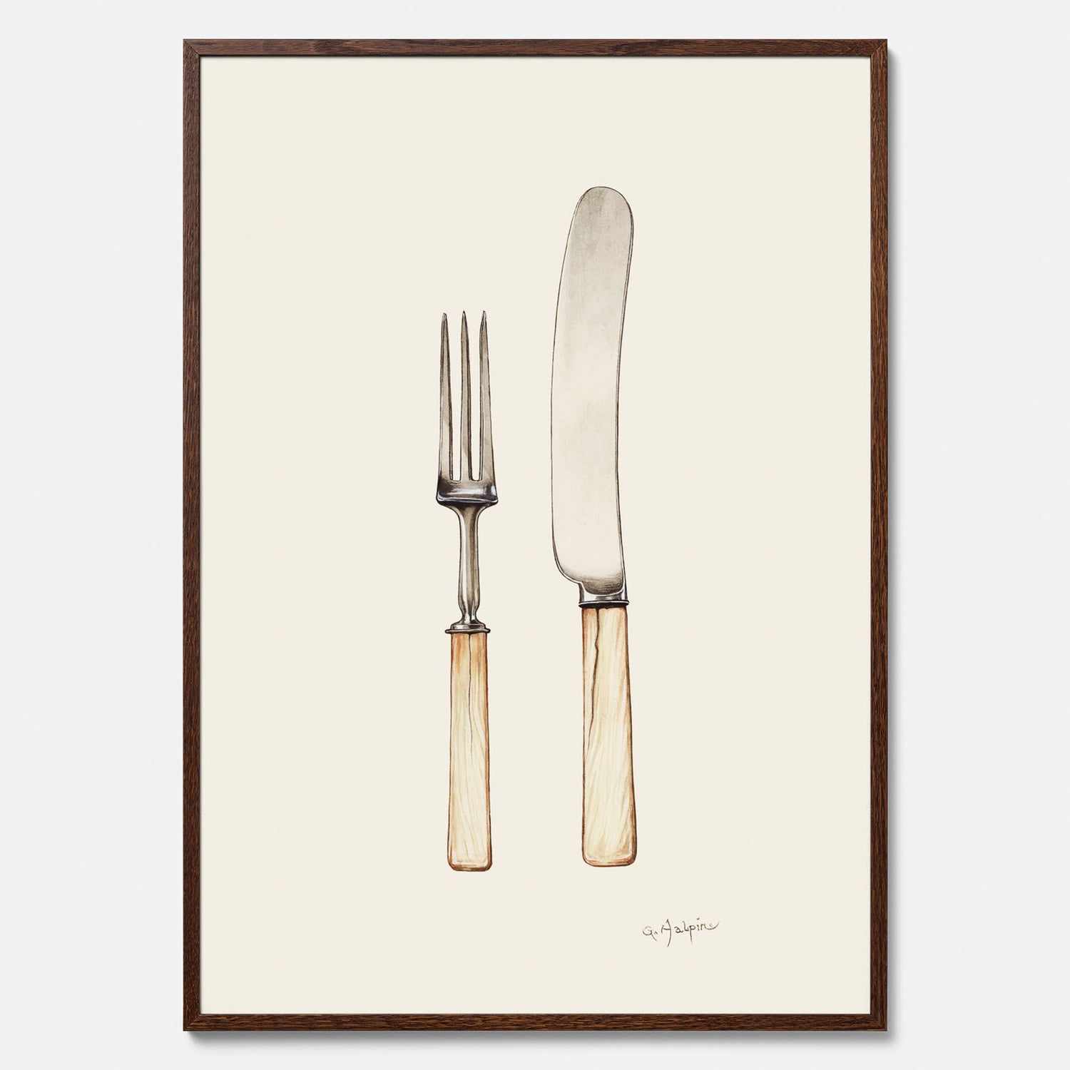 Kökstavla med Kniv &amp; Gaffel poster  – Köksposter, tavla till kök med bestick, kökstavla, poster till kök