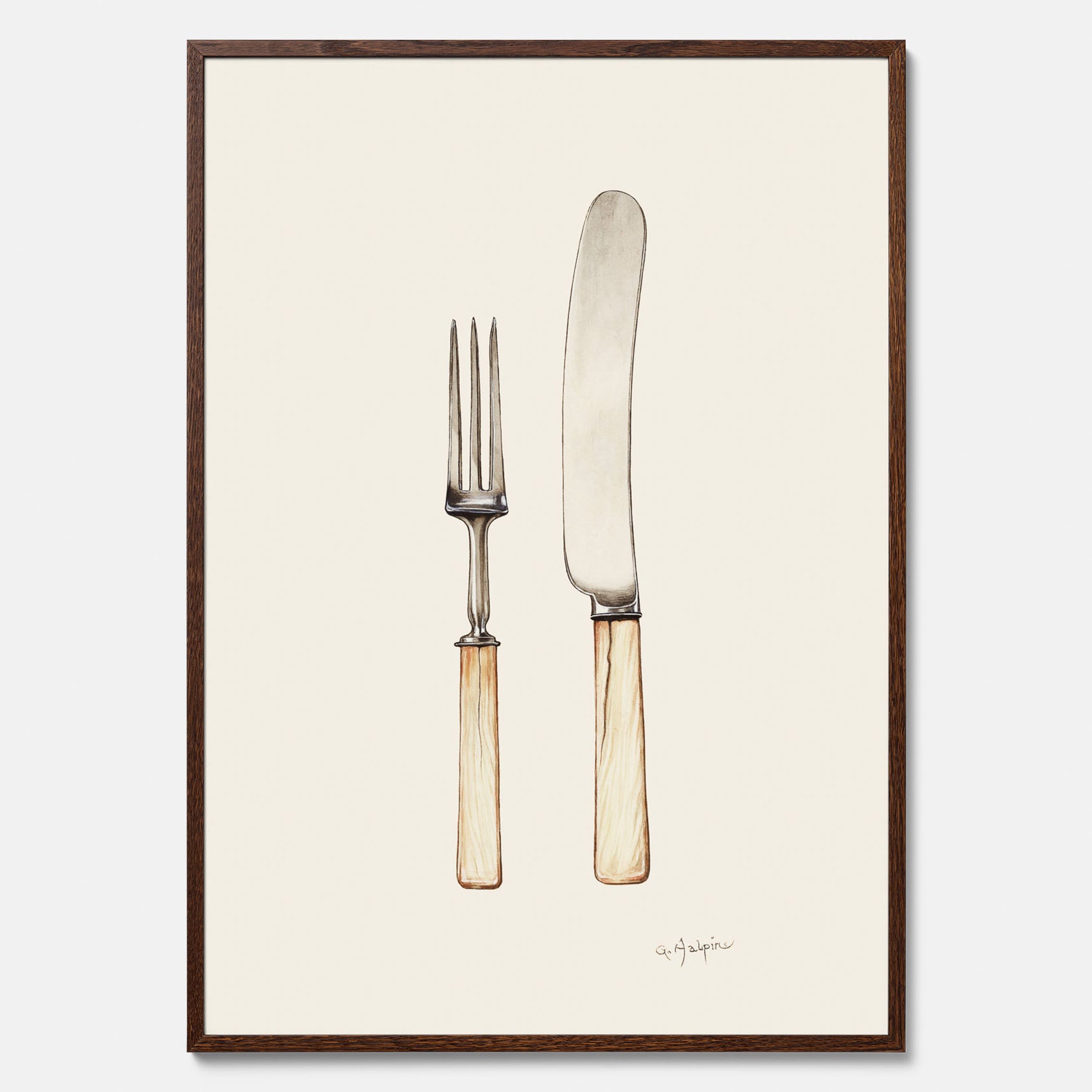 Kökstavla med Kniv &amp; Gaffel poster  – Köksposter, tavla till kök med bestick, kökstavla, poster till kök