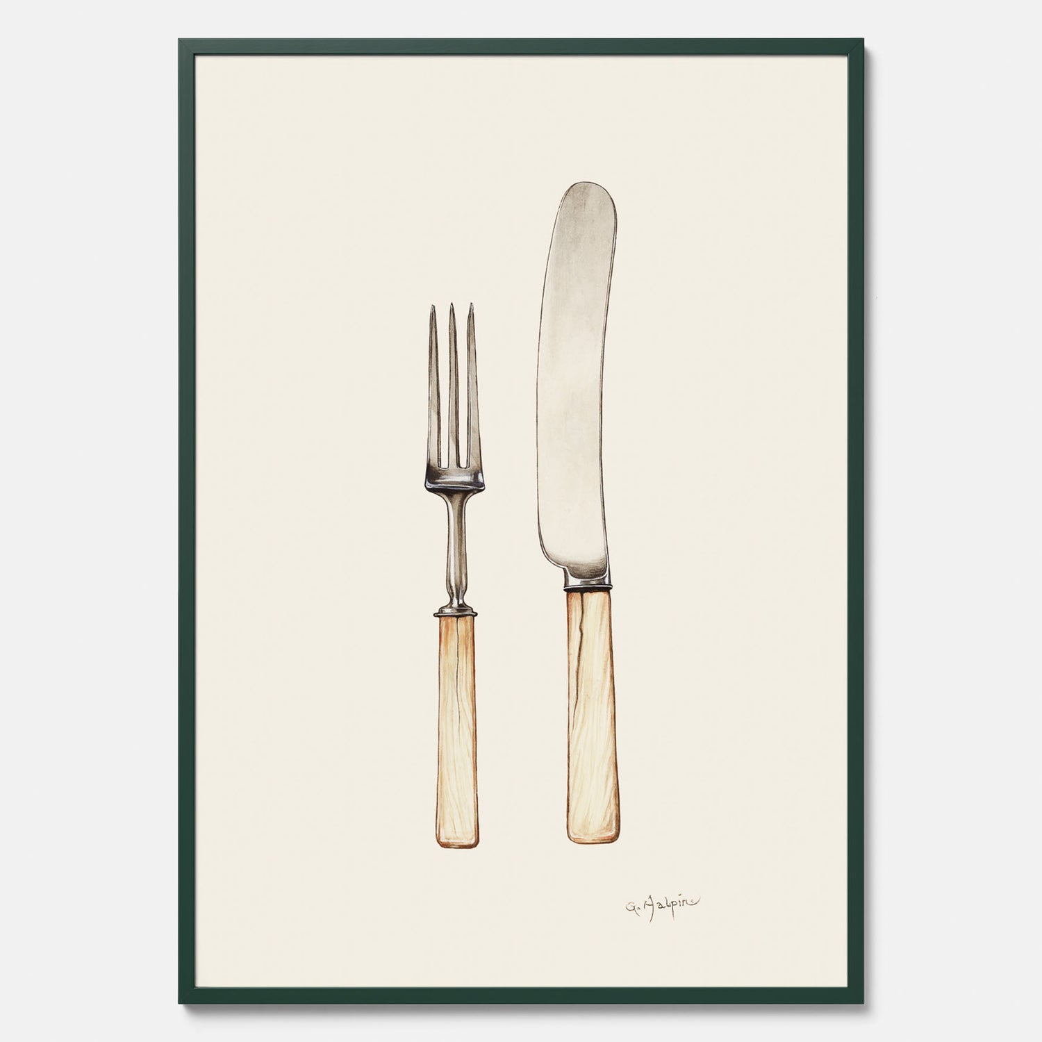 Kökstavla med Kniv &amp; Gaffel poster  – Köksposter, tavla till kök med bestick, kökstavla, poster till kök