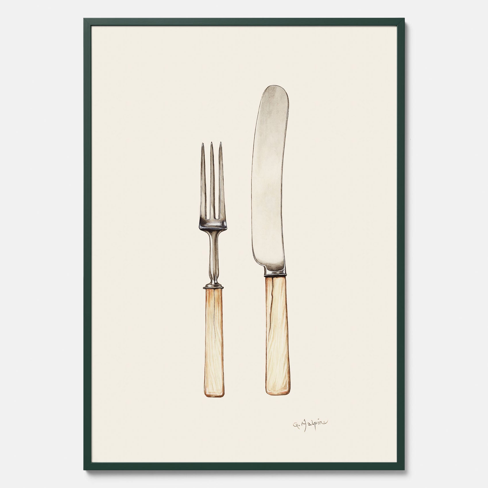 Kökstavla med Kniv &amp; Gaffel poster  – Köksposter, tavla till kök med bestick, kökstavla, poster till kök