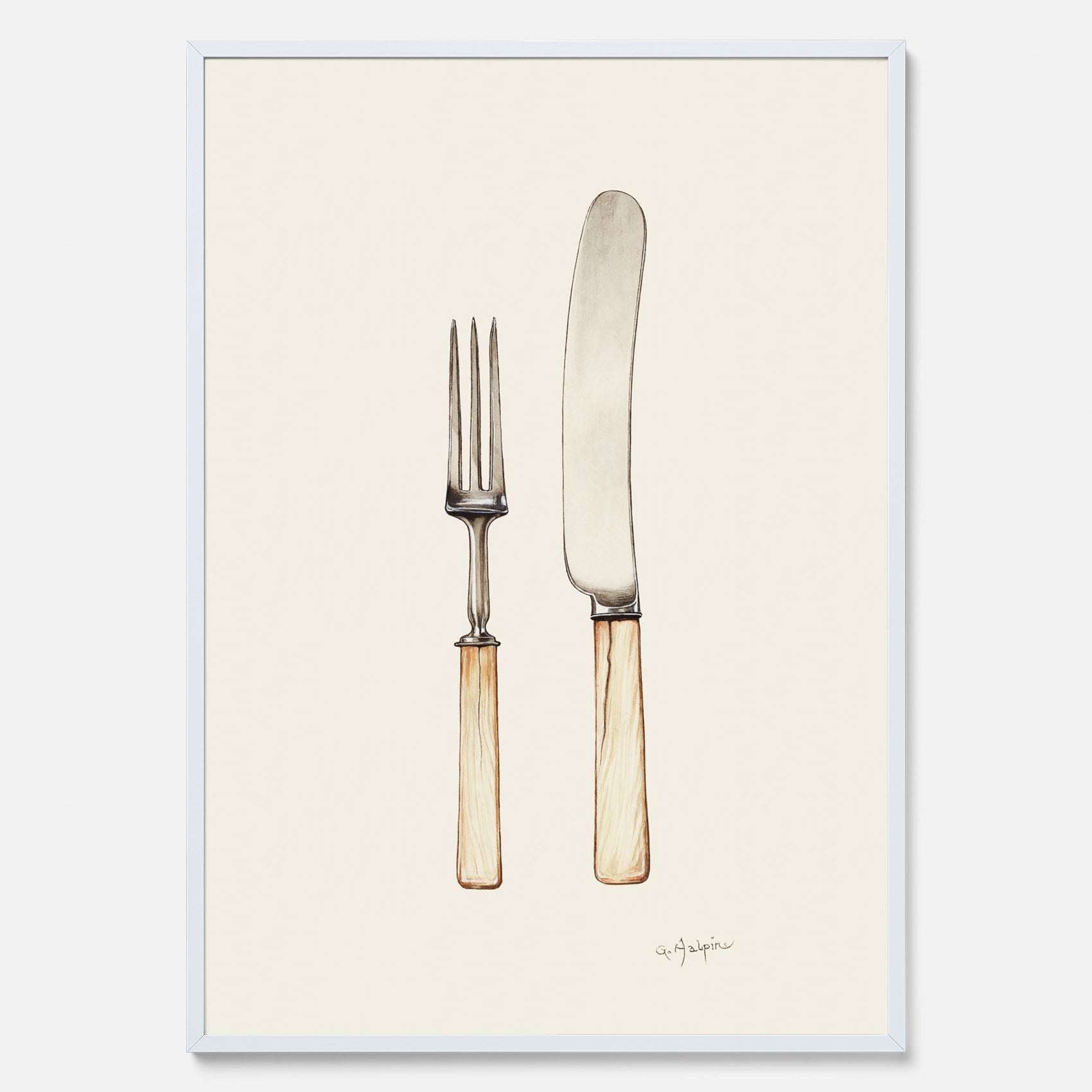 Kökstavla med Kniv &amp; Gaffel poster  – Köksposter, tavla till kök med bestick, kökstavla, poster till kök