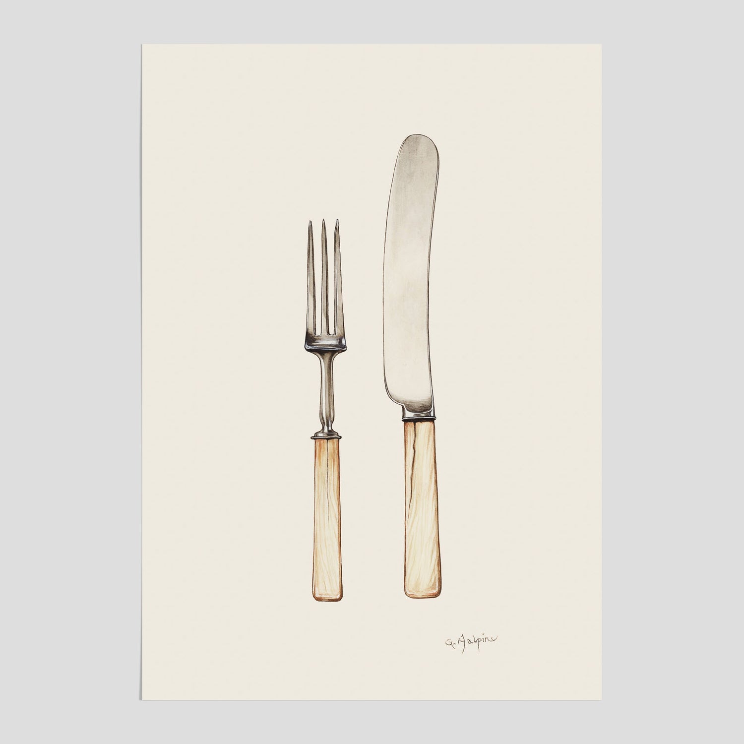Kökstavla med Kniv &amp; Gaffel poster  – Köksposter, tavla till kök med bestick, kökstavla, poster till kök