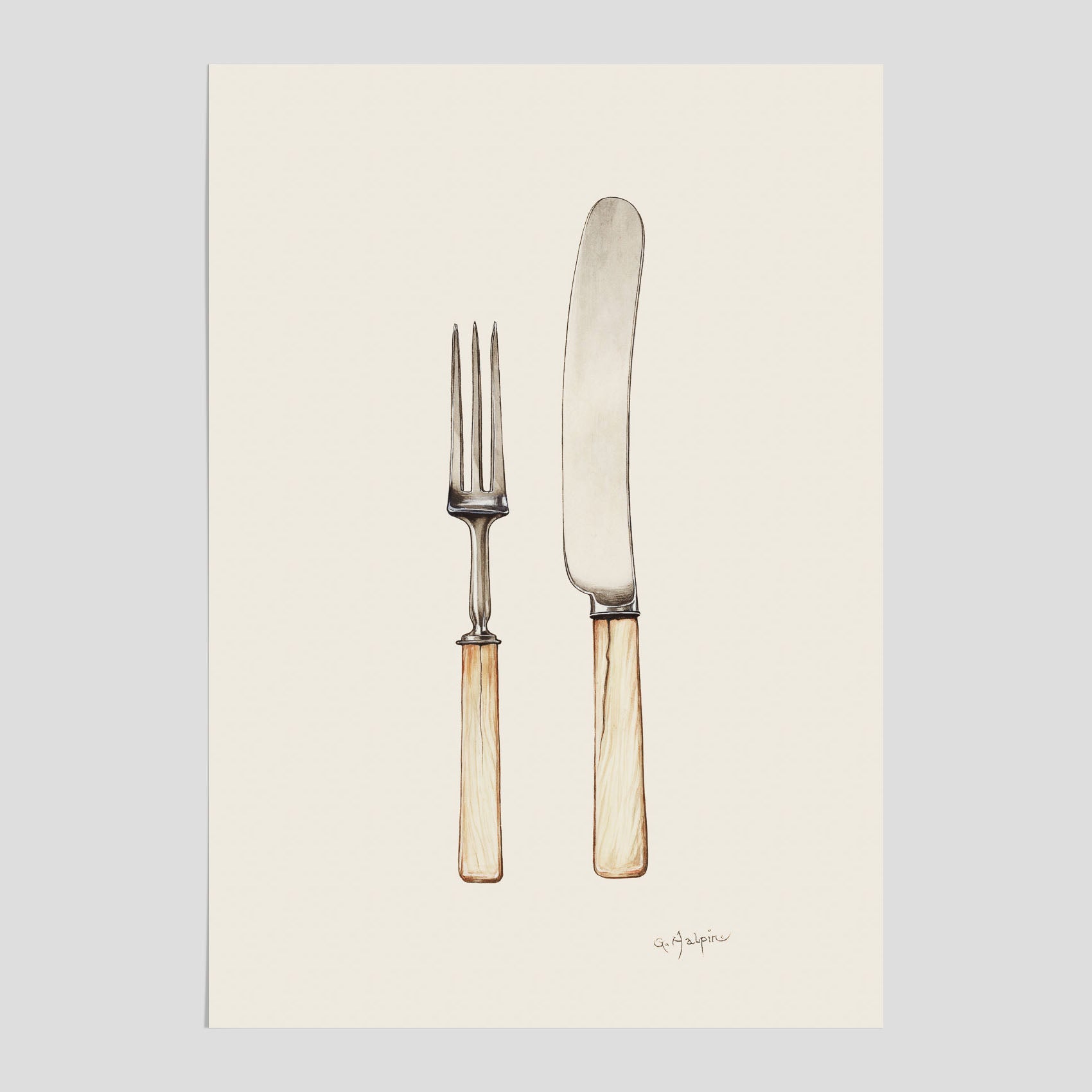 Kökstavla med Kniv &amp; Gaffel poster  – Köksposter, tavla till kök med bestick, kökstavla, poster till kök