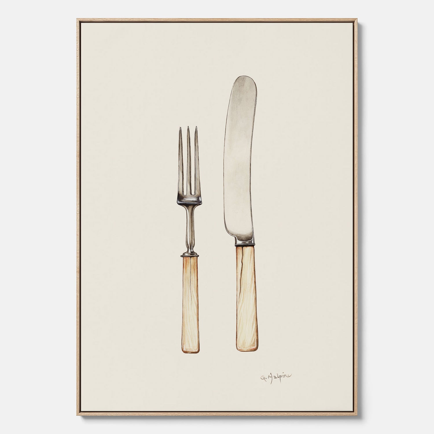 Canvastavla till kök med Kniv &amp; Gaffel poster  – Köksposter, tavla till kök med bestick, kökstavla, poster till kök