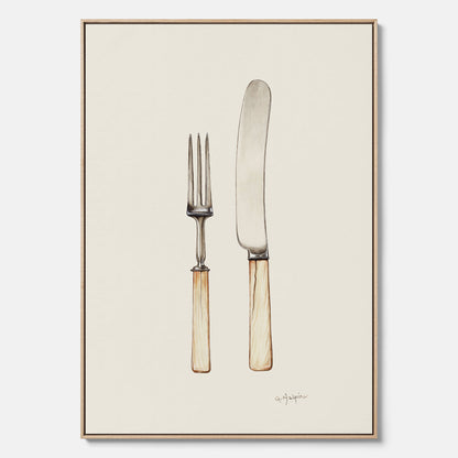 Canvastavla till kök med Kniv &amp; Gaffel poster  – Köksposter, tavla till kök med bestick, kökstavla, poster till kök