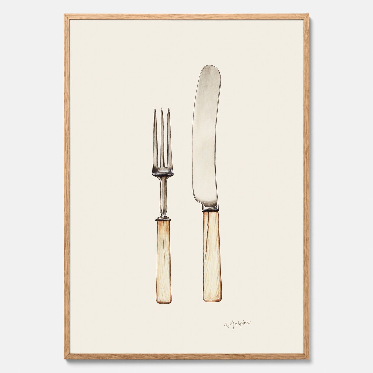 Kökstavla med Kniv &amp; Gaffel poster  – Köksposter, tavla till kök med bestick, kökstavla, poster till kök