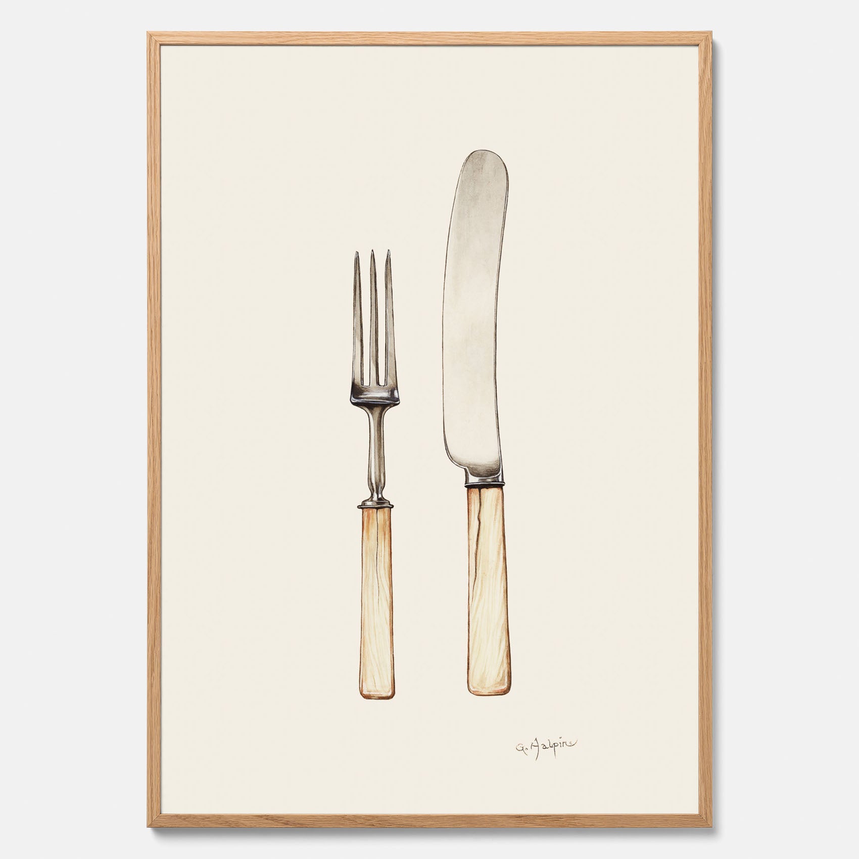 Kökstavla med Kniv &amp; Gaffel poster  – Köksposter, tavla till kök med bestick, kökstavla, poster till kök