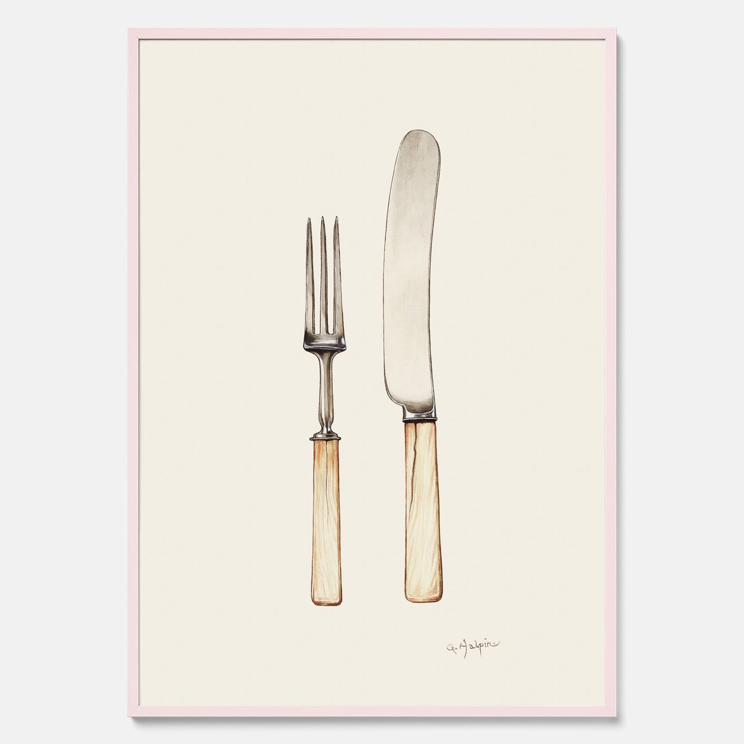 Kökstavla med Kniv &amp; Gaffel poster  – Köksposter, tavla till kök med bestick, kökstavla, poster till kök