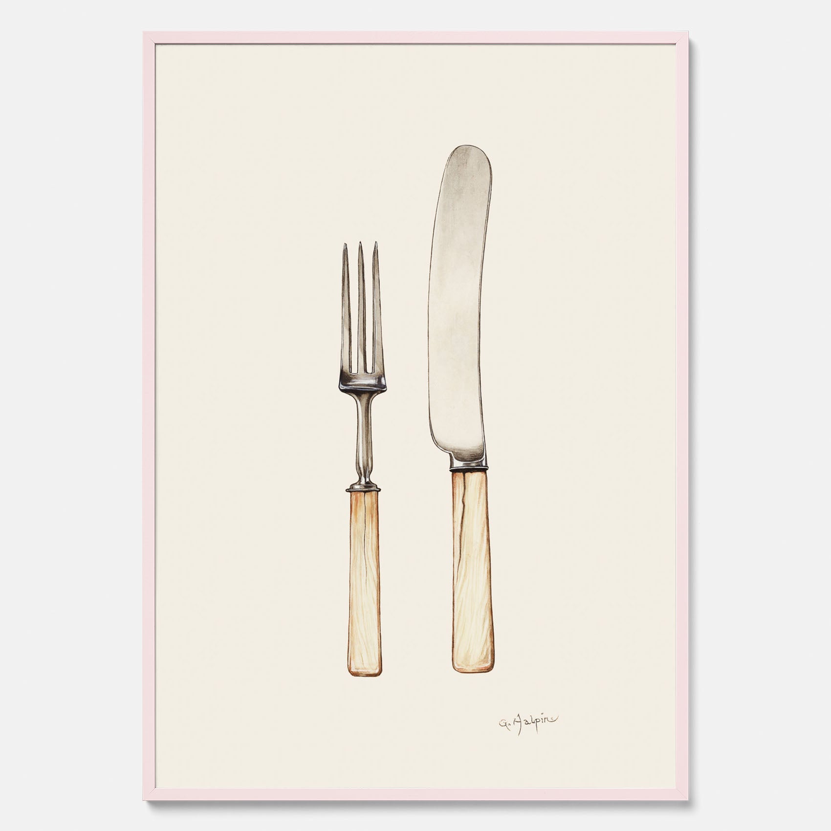 Kökstavla med Kniv &amp; Gaffel poster  – Köksposter, tavla till kök med bestick, kökstavla, poster till kök