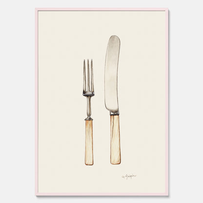 Kökstavla med Kniv &amp; Gaffel poster  – Köksposter, tavla till kök med bestick, kökstavla, poster till kök
