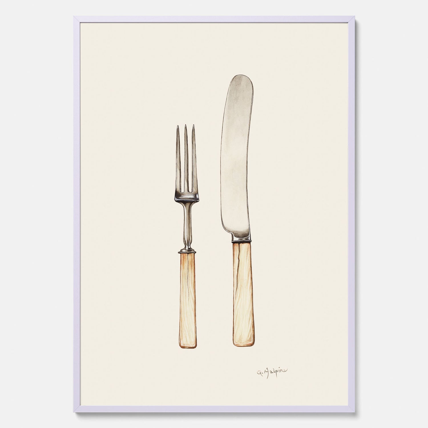 Kökstavla med Kniv &amp; Gaffel poster  – Köksposter, tavla till kök med bestick, kökstavla, poster till kök
