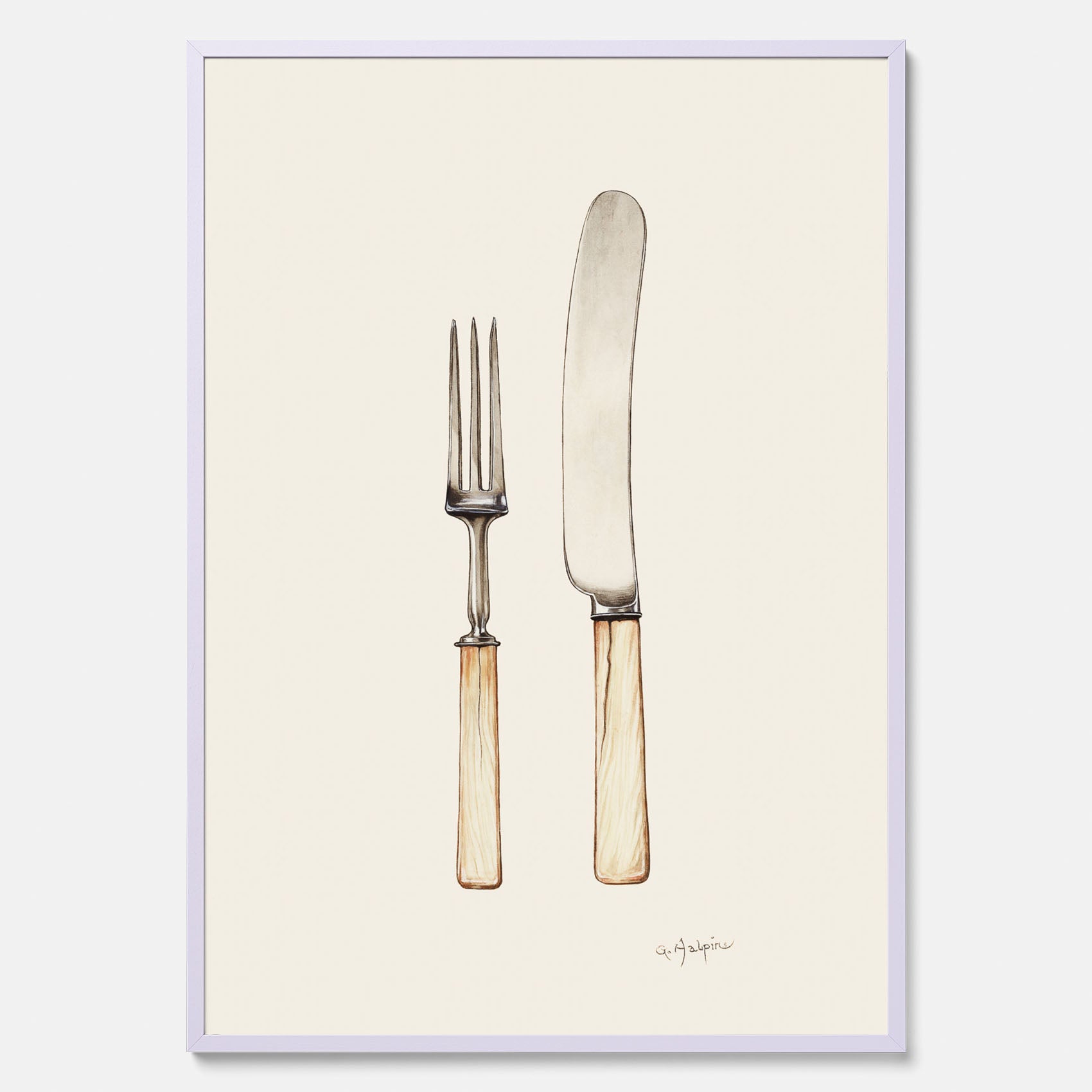 Kökstavla med Kniv &amp; Gaffel poster  – Köksposter, tavla till kök med bestick, kökstavla, poster till kök
