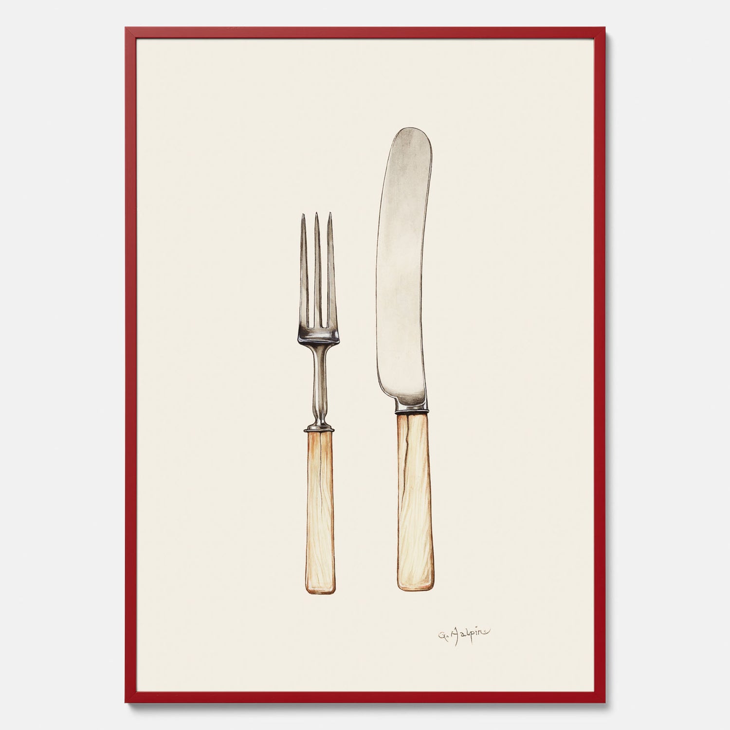 Kökstavla med Kniv &amp; Gaffel poster  – Köksposter, tavla till kök med bestick, kökstavla, poster till kök