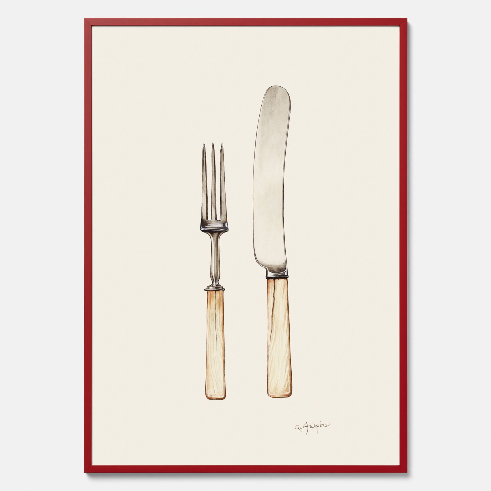 Kökstavla med Kniv &amp; Gaffel poster  – Köksposter, tavla till kök med bestick, kökstavla, poster till kök