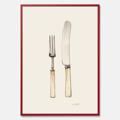 Kökstavla med Kniv &amp; Gaffel poster  – Köksposter, tavla till kök med bestick, kökstavla, poster till kök