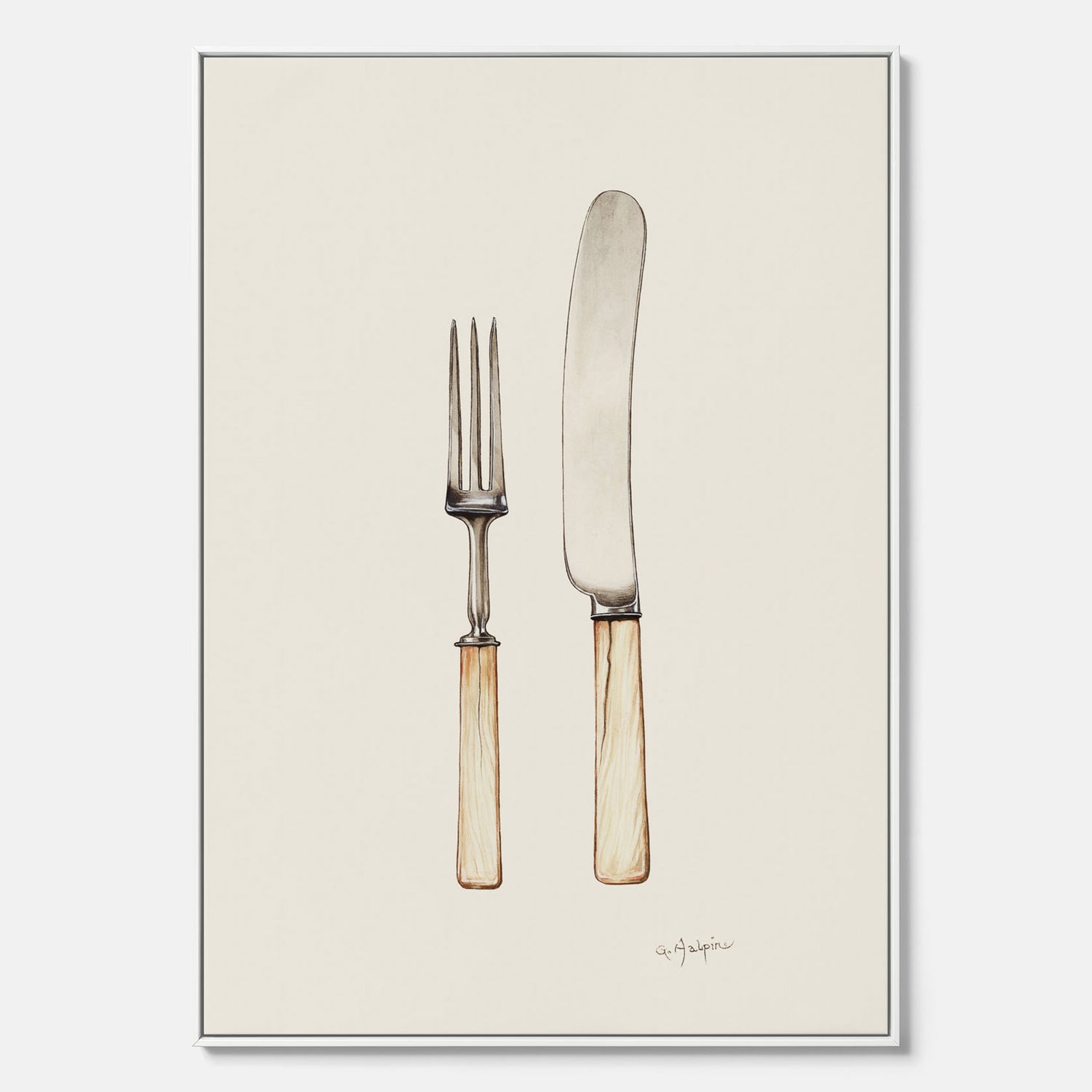 Canvastavla till kök med Kniv &amp; Gaffel poster  – Köksposter, tavla till kök med bestick, kökstavla, poster till kök
