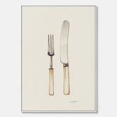 Canvastavla till kök med Kniv & Gaffel poster  – Köksposter, tavla till kök med bestick, kökstavla, poster till kök