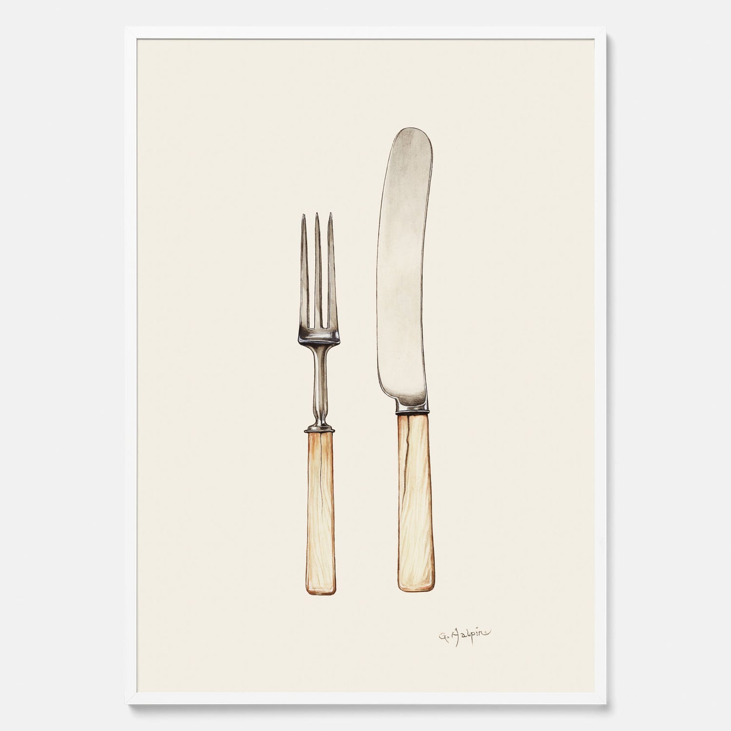 Kökstavla med Kniv &amp; Gaffel poster  – Köksposter, tavla till kök med bestick, kökstavla, poster till kök