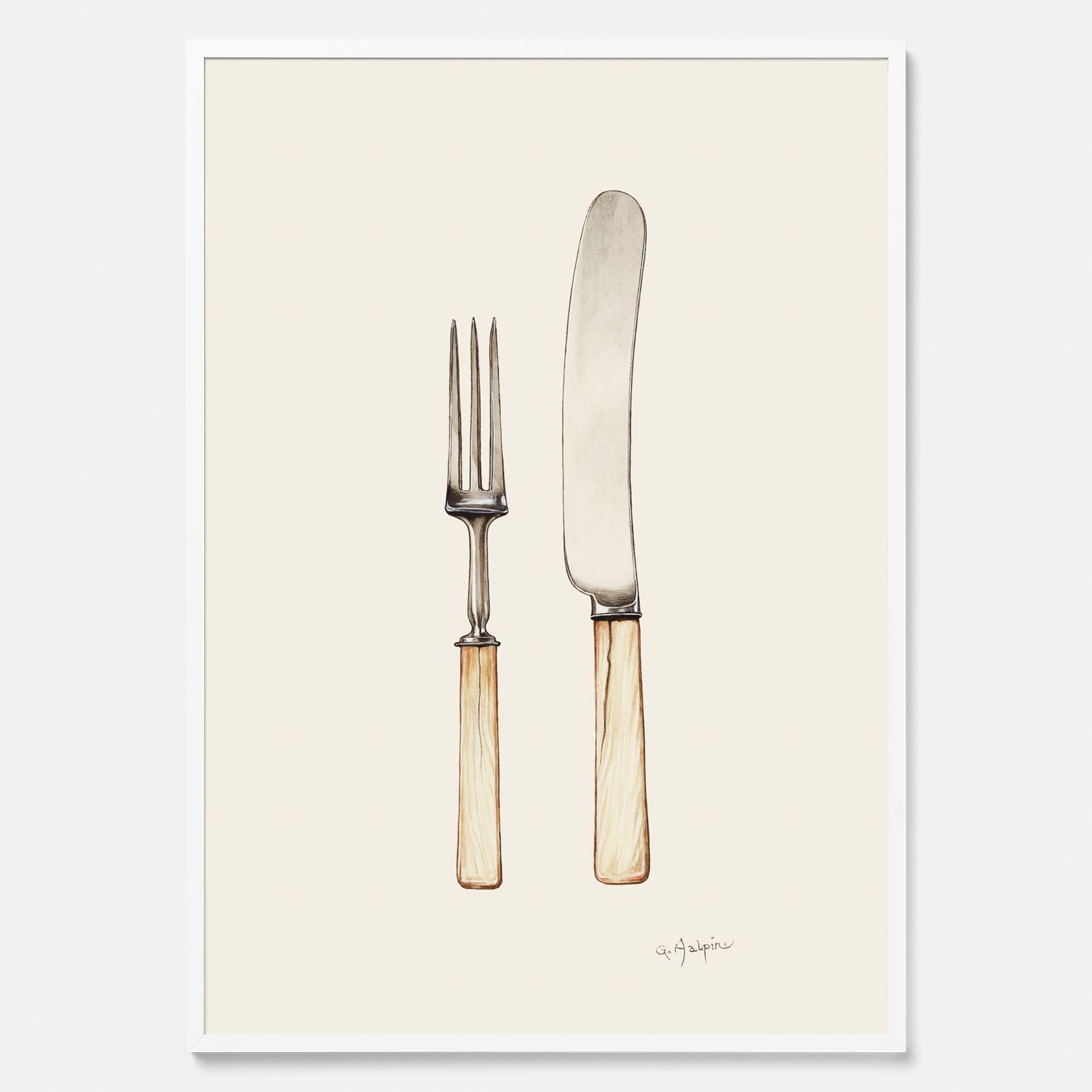 Kökstavla med Kniv &amp; Gaffel poster  – Köksposter, tavla till kök med bestick, kökstavla, poster till kök
