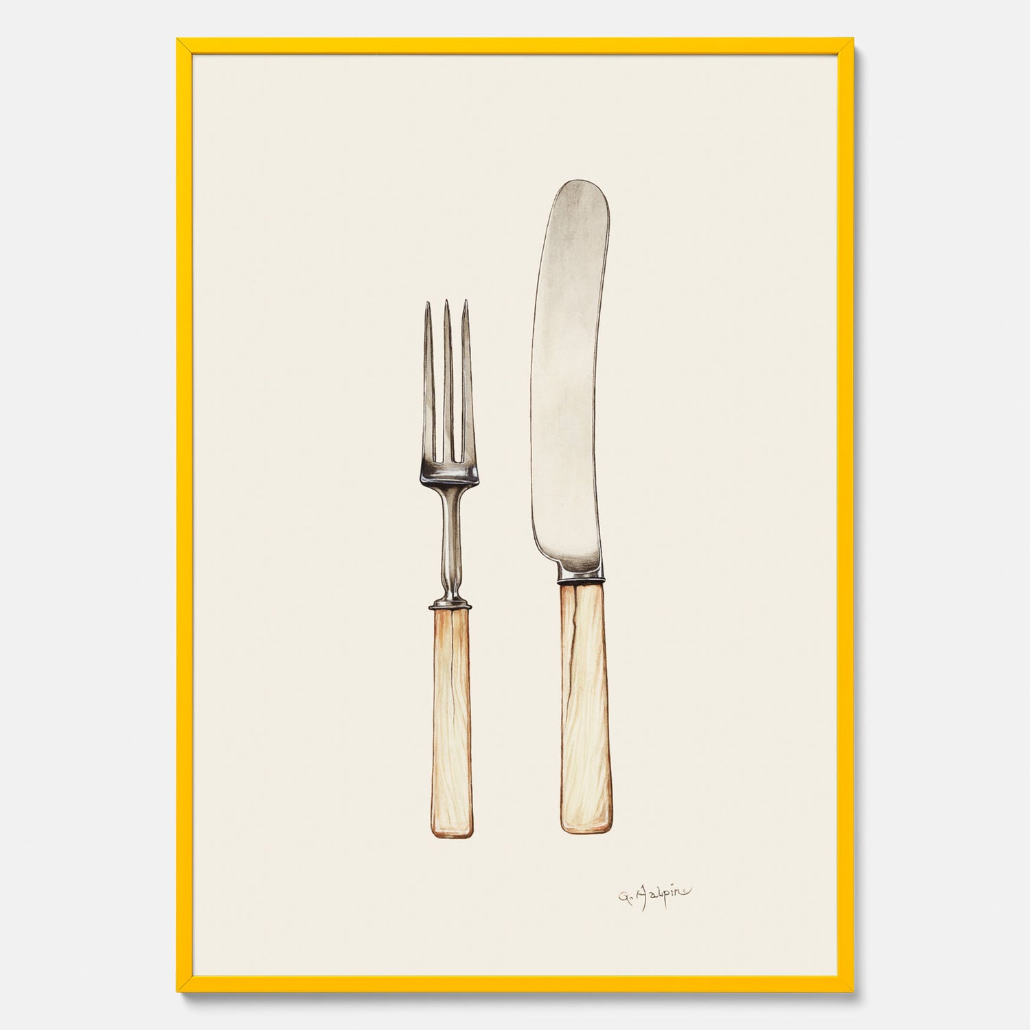 Kökstavla med Kniv &amp; Gaffel poster  – Köksposter, tavla till kök med bestick, kökstavla, poster till kök