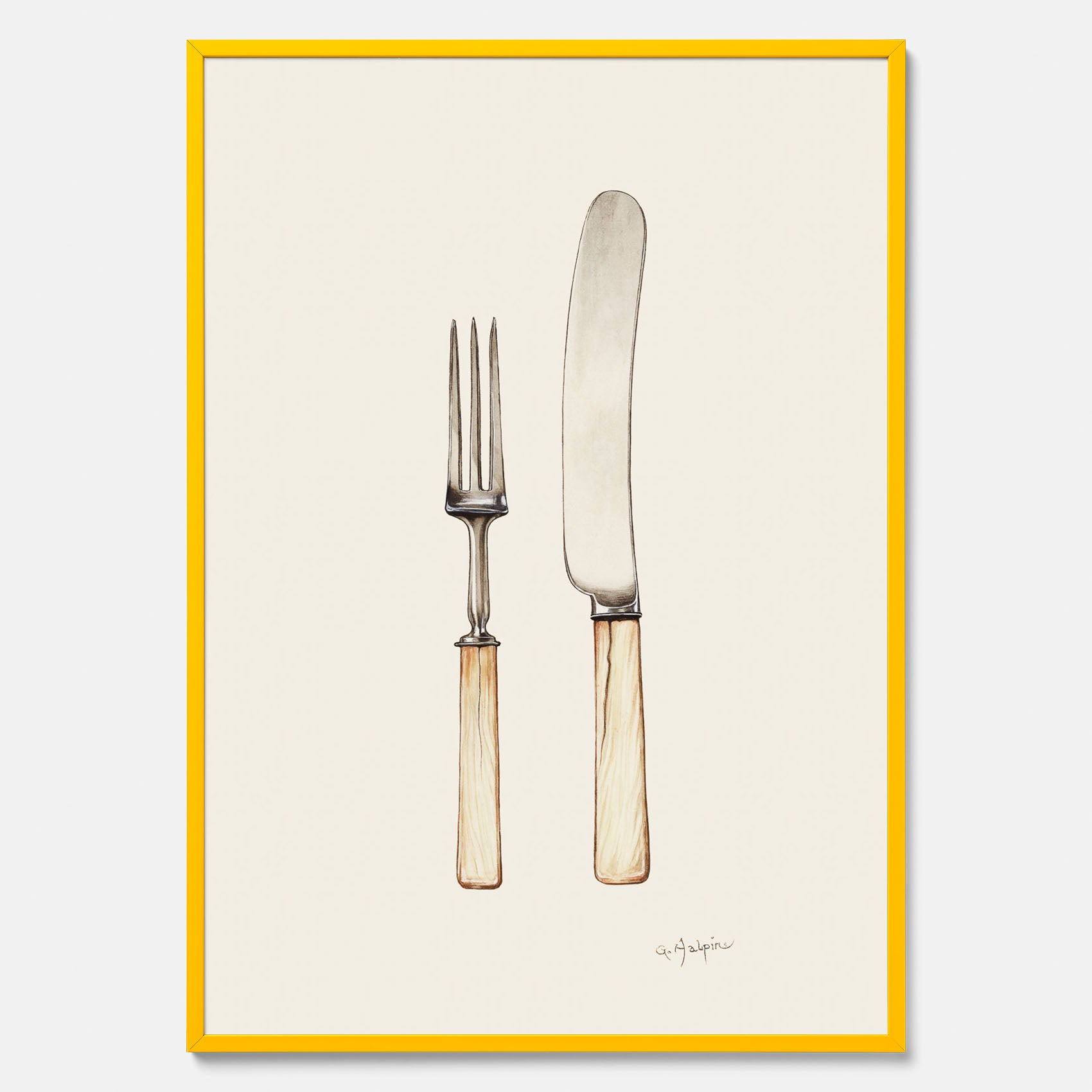 Kökstavla med Kniv &amp; Gaffel poster  – Köksposter, tavla till kök med bestick, kökstavla, poster till kök